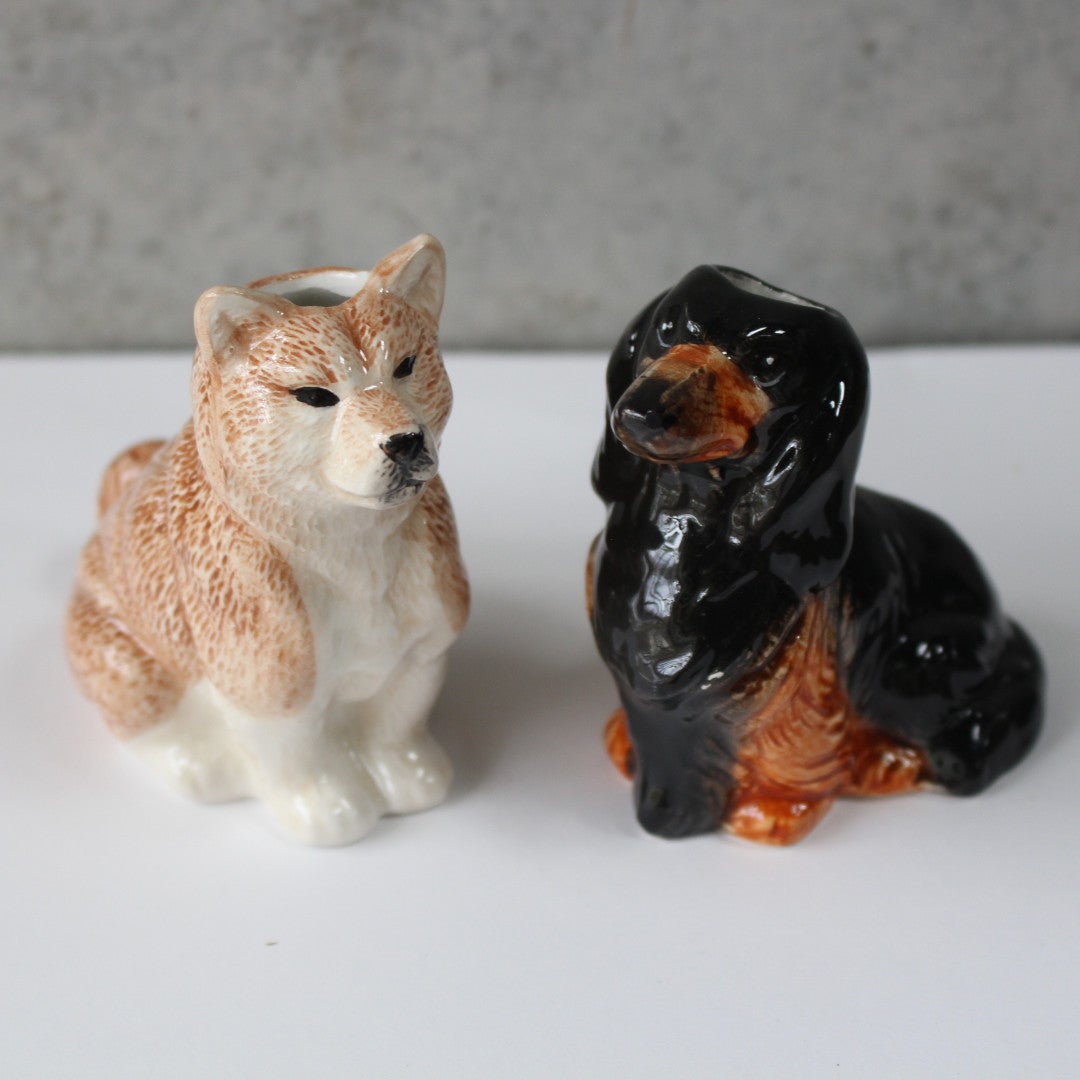 犬フィギュア 一輪挿し 柴犬 & ダックスフンド 陶器22