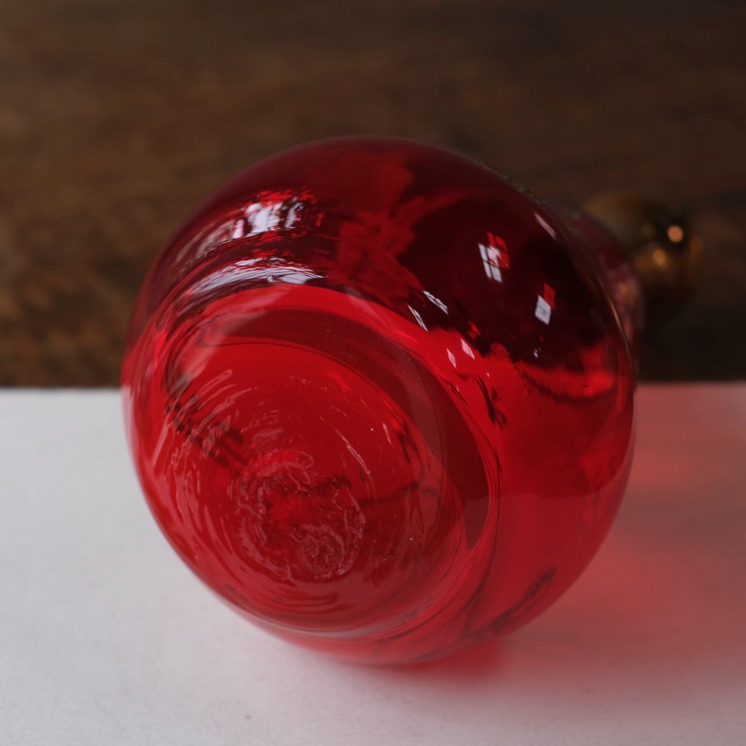 アンティーク クランベリーガラス デキャンタ 金彩 エナメル花絵付け フランス| 買付直後のとっておき |