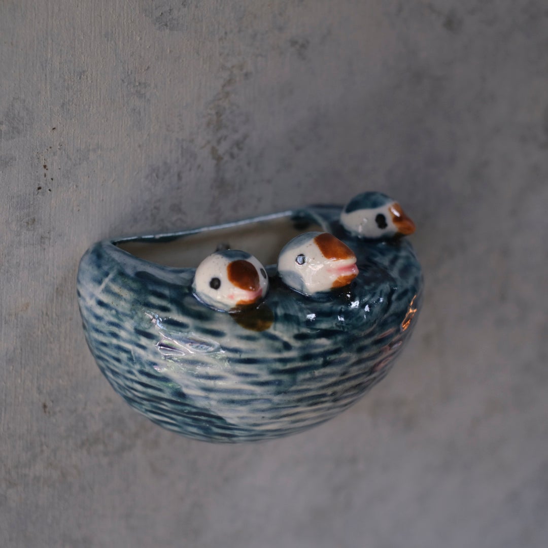 ヴィンテージ オブジェ 燕 ひな鳥の巣 作家物 フランス33
