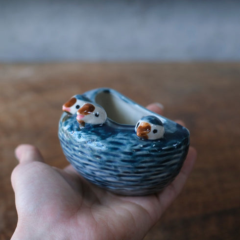 ヴィンテージ オブジェ 燕 ひな鳥の巣 作家物 フランス44