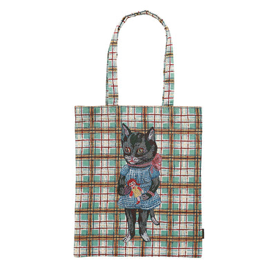 ナタリーレテ レクタングルトート チェック 黒猫