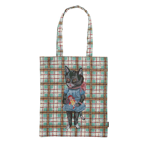 ナタリーレテ レクタングルトート チェック 黒猫