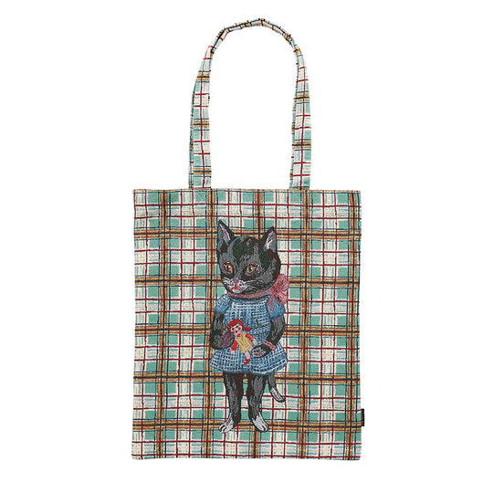 ナタリーレテ レクタングルトート チェック 黒猫