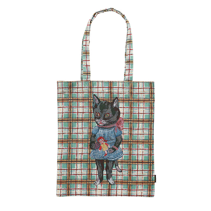 ナタリーレテ レクタングルトート チェック 黒猫