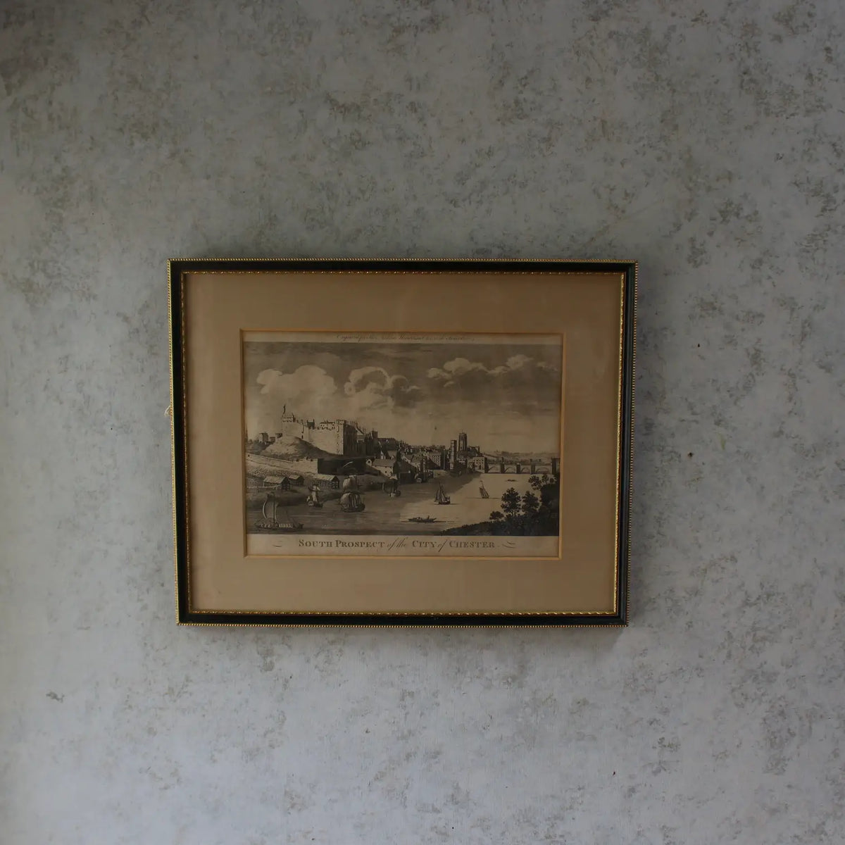 アンティーク 銅版画 チェスターの風景 1779年 South Prospect of