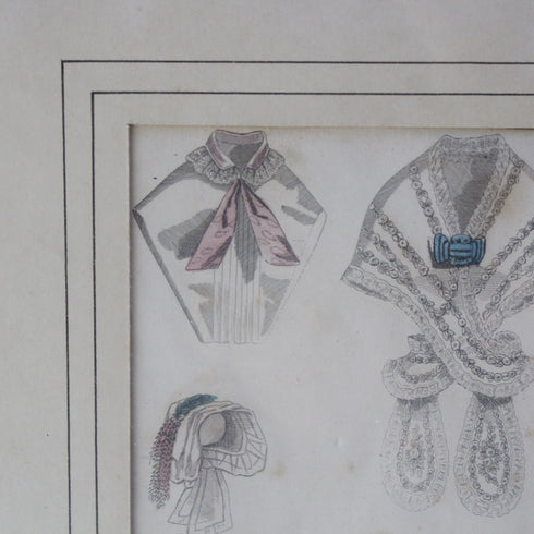 アンティークリトグラフピクチャー ファッション画 Le Moniteur des Dames et des Demoiselles 石版画絵 1847年 フランス(☆6月24日出荷予定)