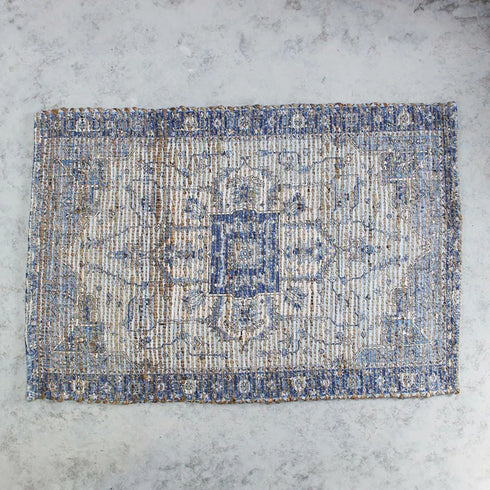 ジュート シェニールマット BLUE 60x90cm