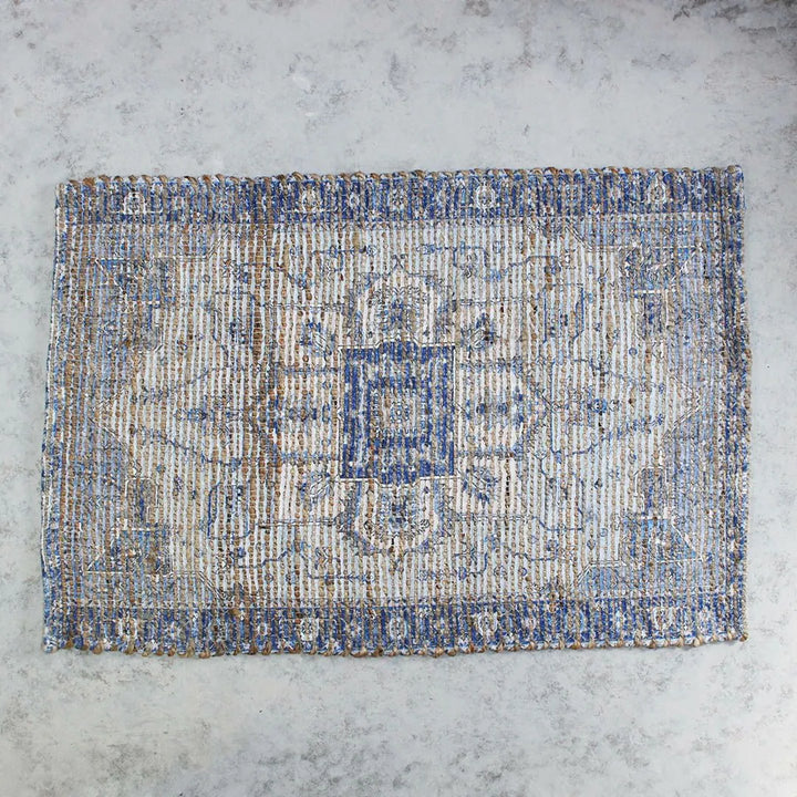 ジュート シェニールマット BLUE 60x90cm
