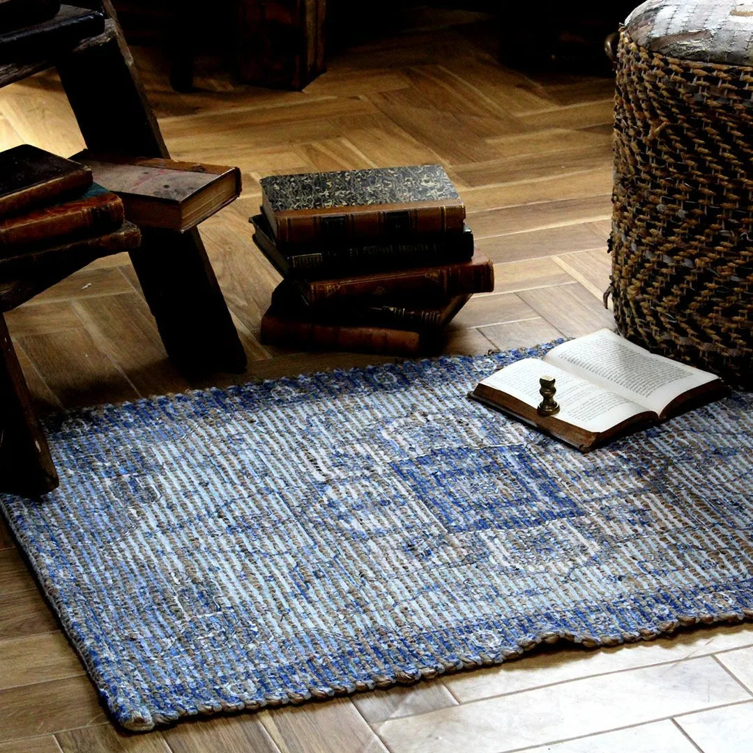 ジュート シェニールマット BLUE 60x90cm2