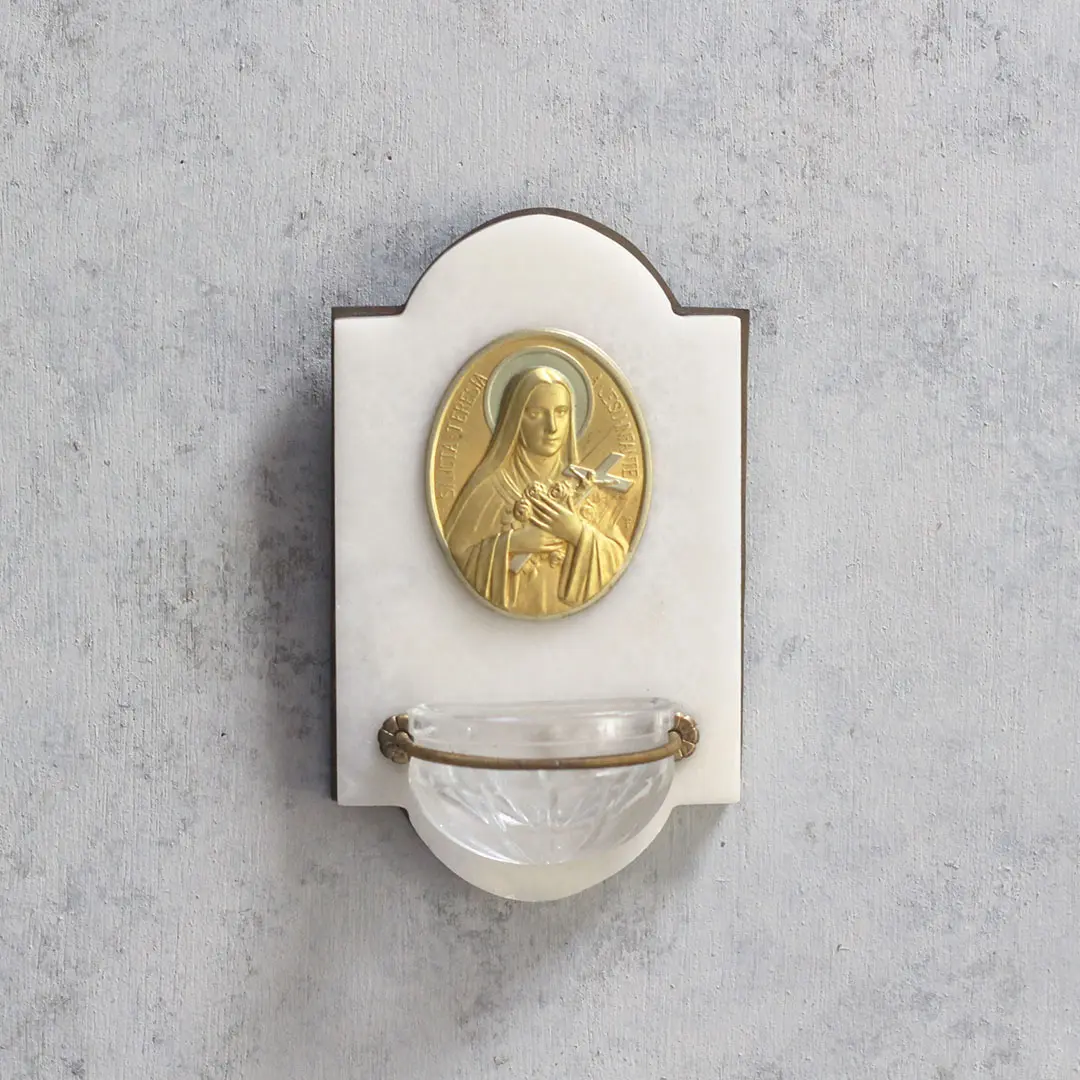 聖水盤　フランス　ベニチェ　大理石と真鍮の通販　アンティークショップMALTOオンライン　ヴィンテージ　聖テレーズ