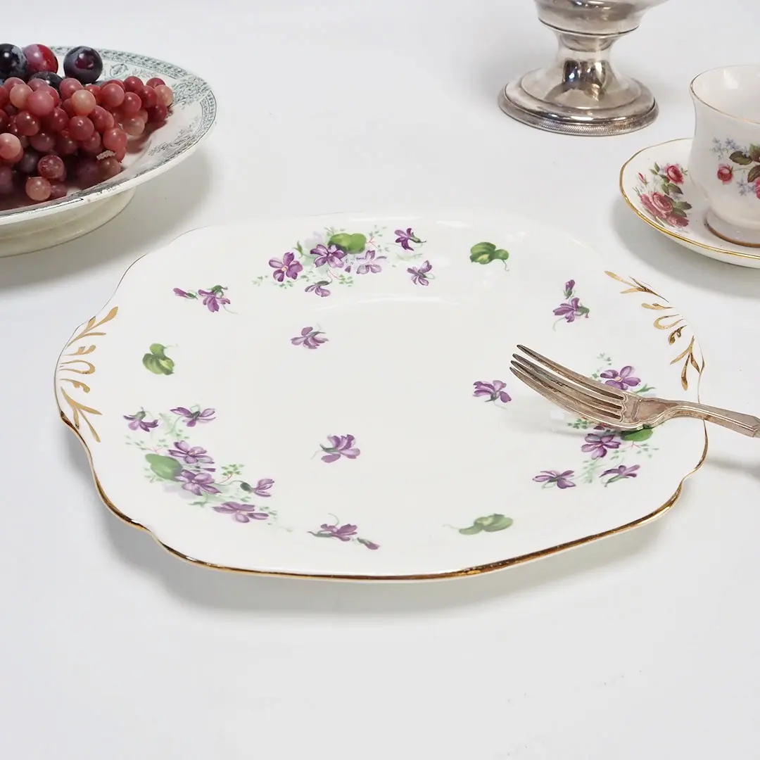 アンティークB&Bプレート 菫 美しいワイルドバイオレット皿