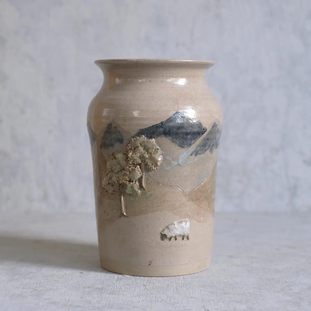ヴィンテージフラワーベース スコットランド 作家物 アートオブジェ 花瓶