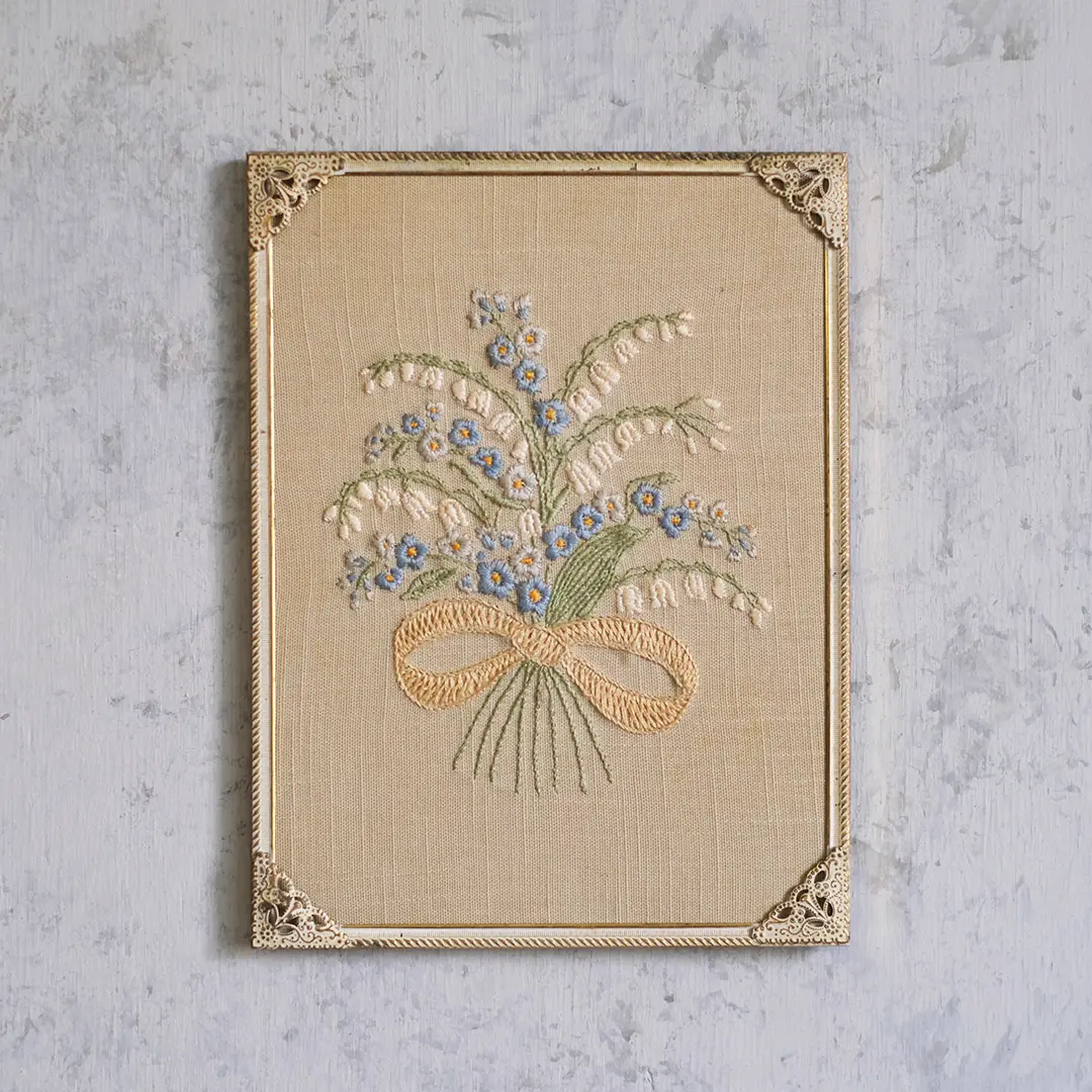 ヴィンテージピクチャー 花の刺繍絵 イギリス