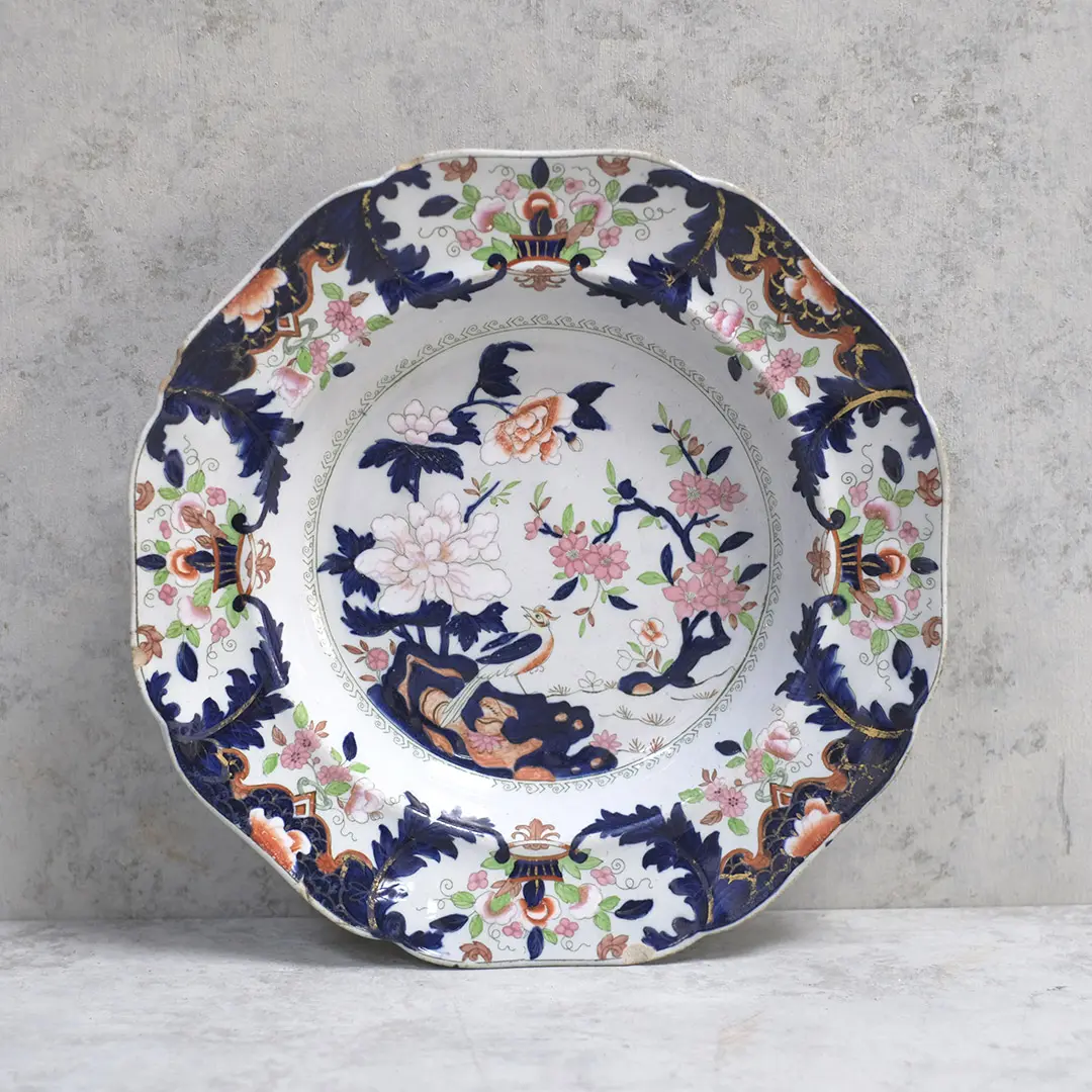 アンティーク皿  IMPERIAL STONE CHINA "MACARTNEY" CHINOISERIE JOHN RIDGWAY PLATE C1830-41