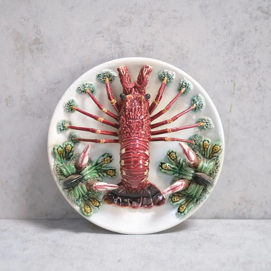 アンティーク バルボティーヌ皿 アート作品 陶器 ロブスター