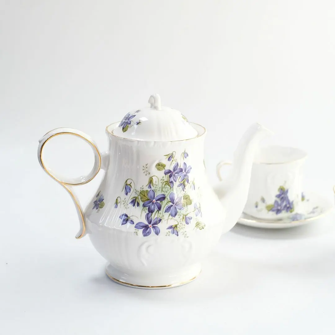 アンティークRoyal Grafton ティーポット Violets 美しいスミレ柄 アンティーク食器