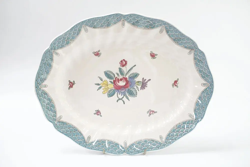 アンティーク Royal Doulton サービングプラッター/ Lowestoft Bouquet 1940s 英国王室御用達メーカーの古い大皿./アンティーク食器1