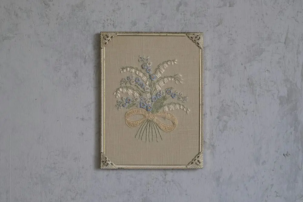 ヴィンテージピクチャー 花の刺繍絵 イギリス