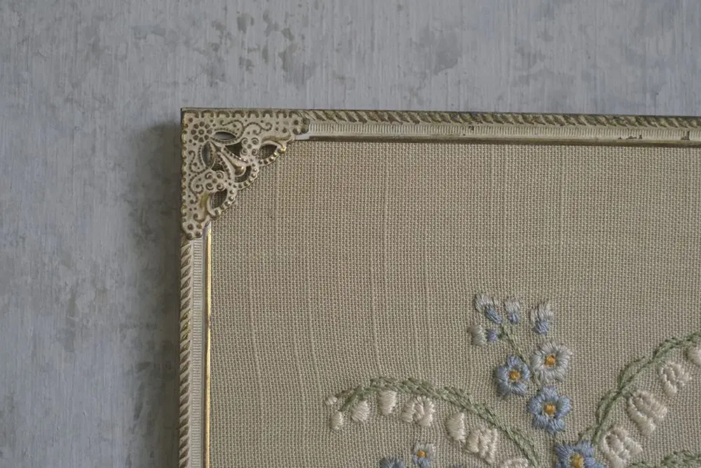 ヴィンテージピクチャー 花の刺繍絵 イギリス2