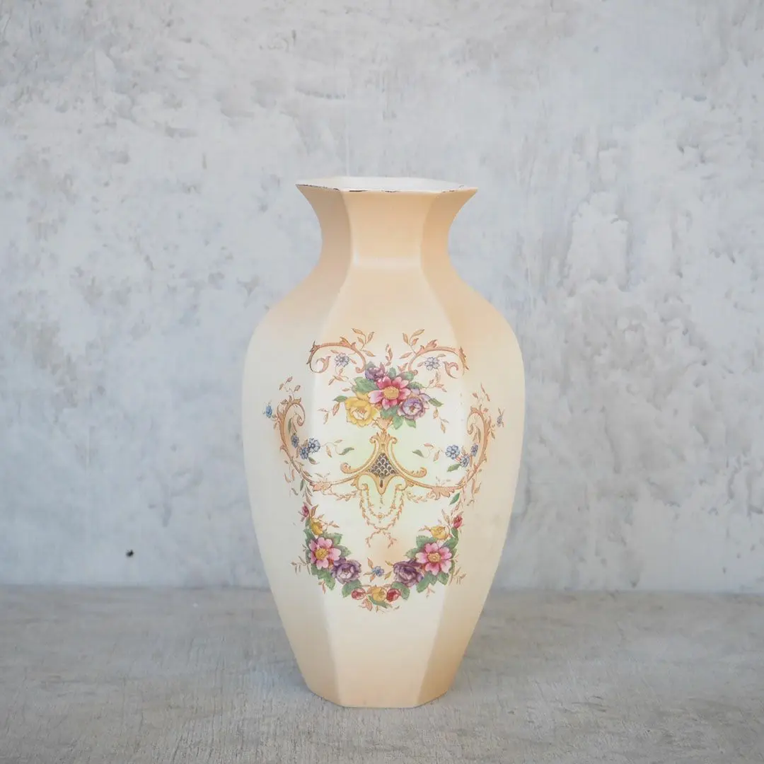 アンティークフラワーベース イギリス CROWN DUCAL LOUIS 陶器の花瓶 アンティーク雑貨