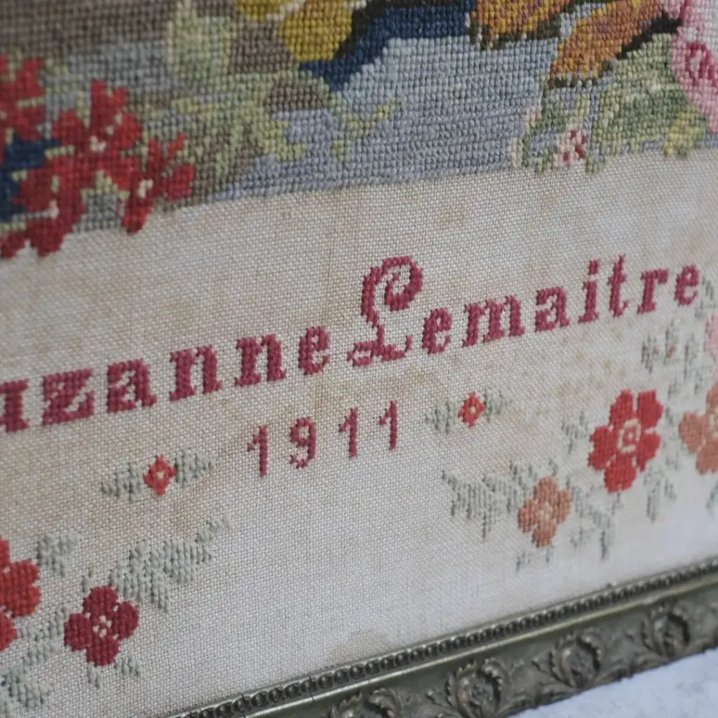 アンティーク サンプラーフレーム 1911年 イギリス 刺繍アート アンティーク雑貨2