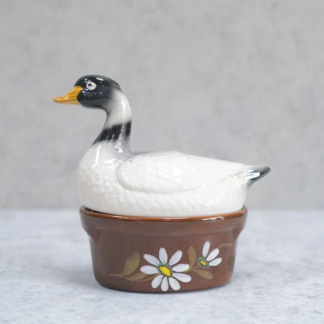 ヴィンテージ ダックテリーヌポット フランス 陶器 鴨