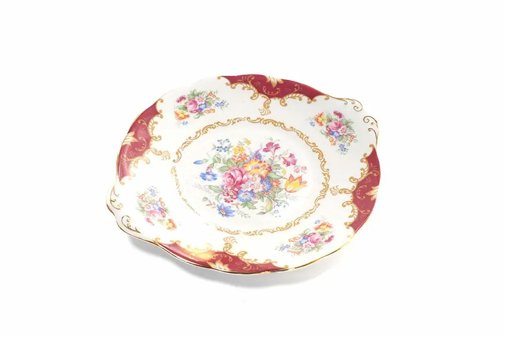 アンティーク Royal Albert B&Bプレート Canterbery 朝食用 ハンドル付きプレート1
