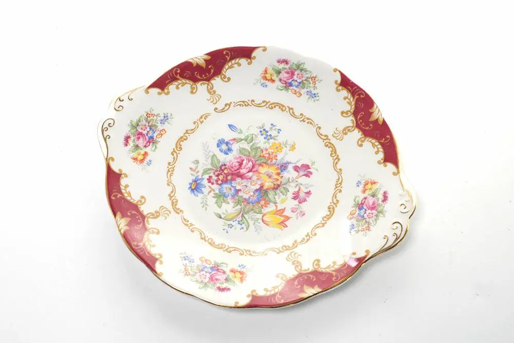 アンティーク Royal Albert B&Bプレート Canterbery 朝食用 ハンドル付きプレート2