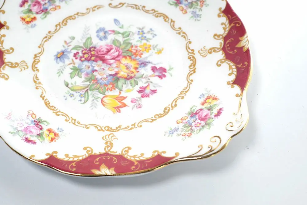 アンティーク Royal Albert B&Bプレート Canterbery 朝食用 ハンドル付きプレート3