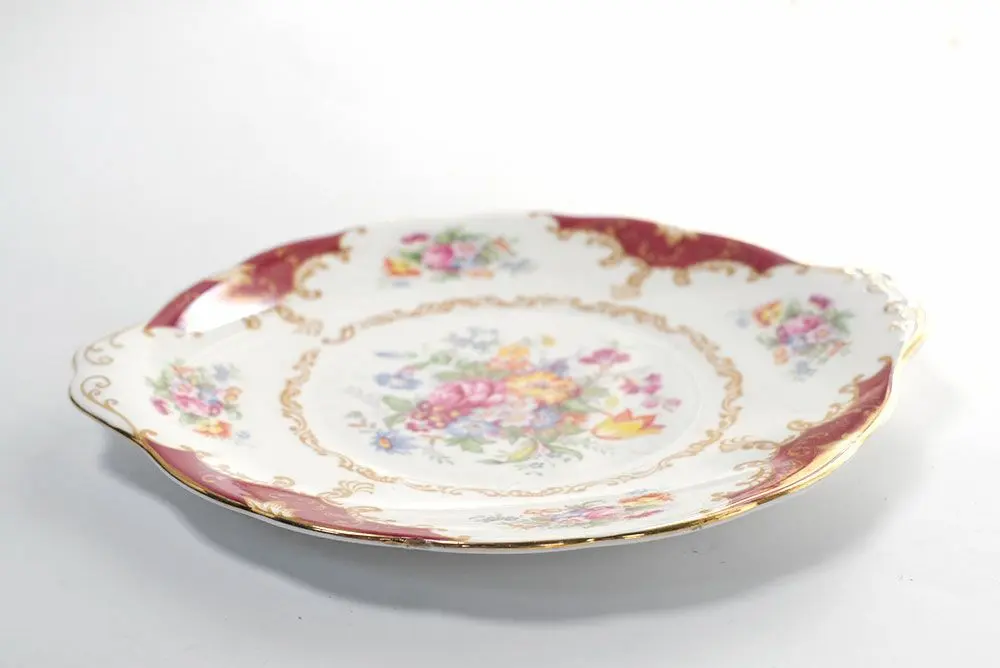 アンティーク Royal Albert B&Bプレート Canterbery 朝食用 ハンドル付きプレート4