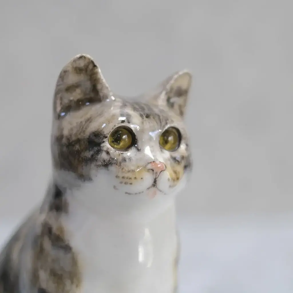 ヴィンテージ ウィンスタンレーキャット/ケンジントンキャット・キジ白猫E イギリス 陶芸作家Jenny Winstanley 置物6