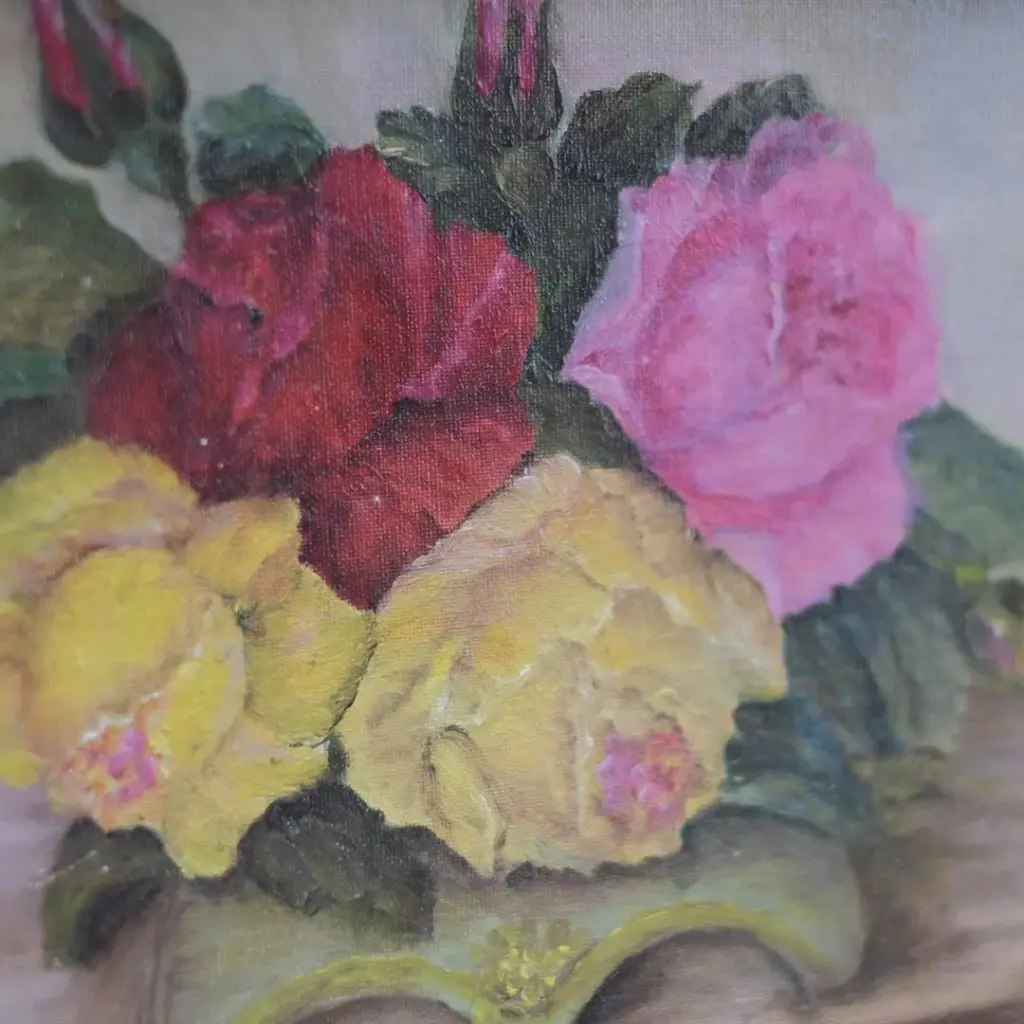 ヴィンテージ油絵 薔薇 イギリス 絵画1