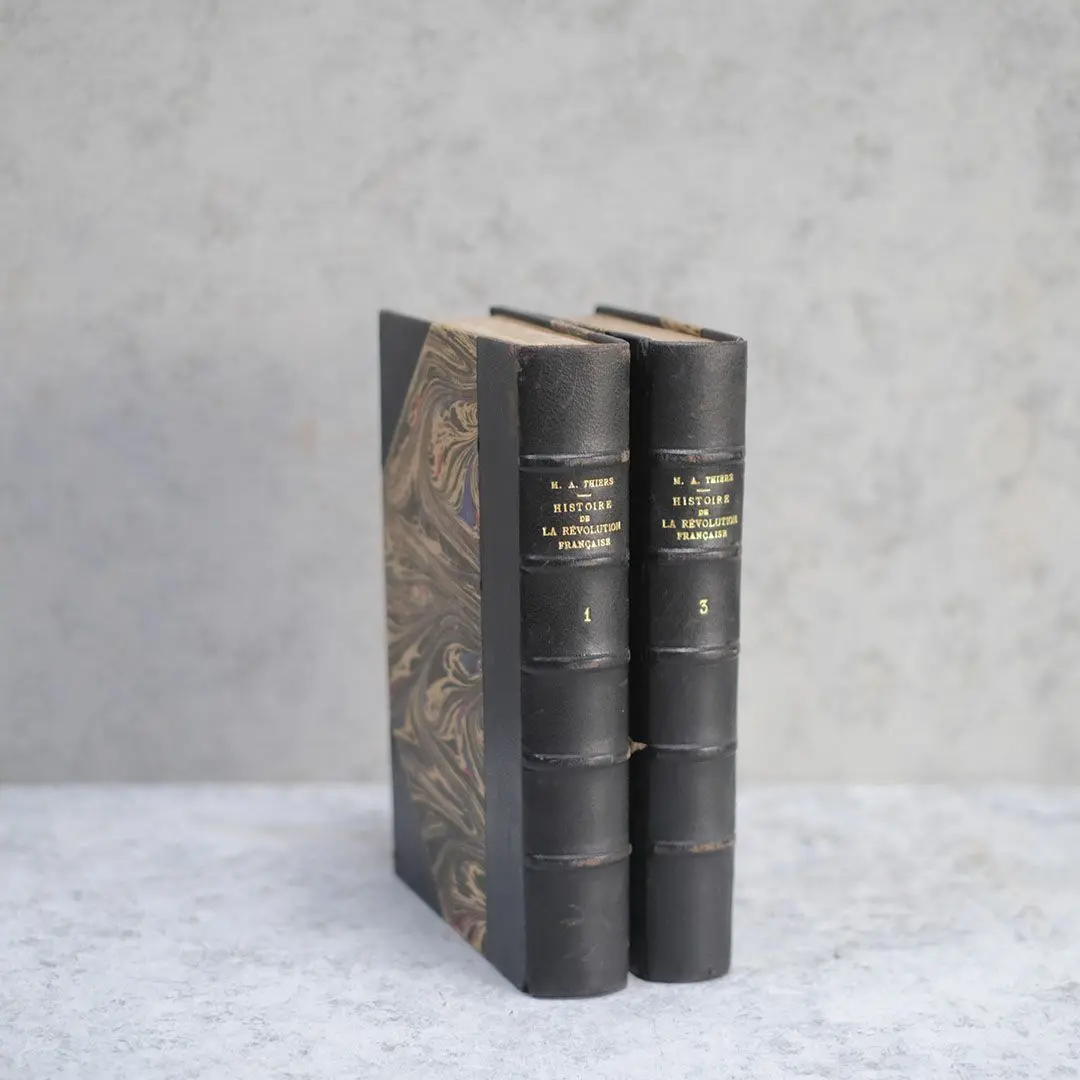 アンティークブックⅤ やや大きな革張りの古書 フランス歴史書 19世紀