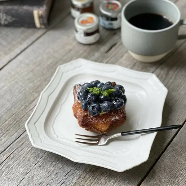 美濃焼 蚤の市スクエアプレート18cm スクエア おしゃれなカフェ風色合い綺麗なお皿 食器1
