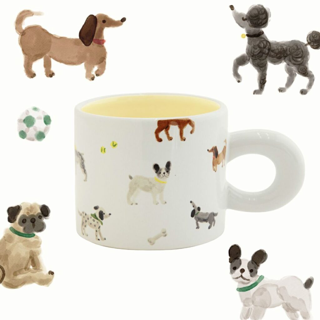 Dessinマグカップ ドッグラン 犬 かわいい動物デザイン おしゃれな食器2