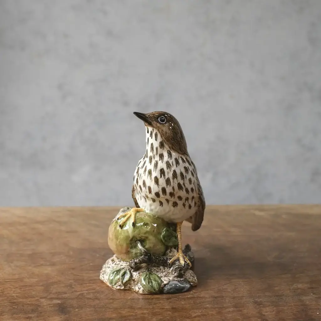ヴィンテージフィギュリン 鳥 J Mack イギリス 陶器の置物 SONG THRUSH ウタツグミ8
