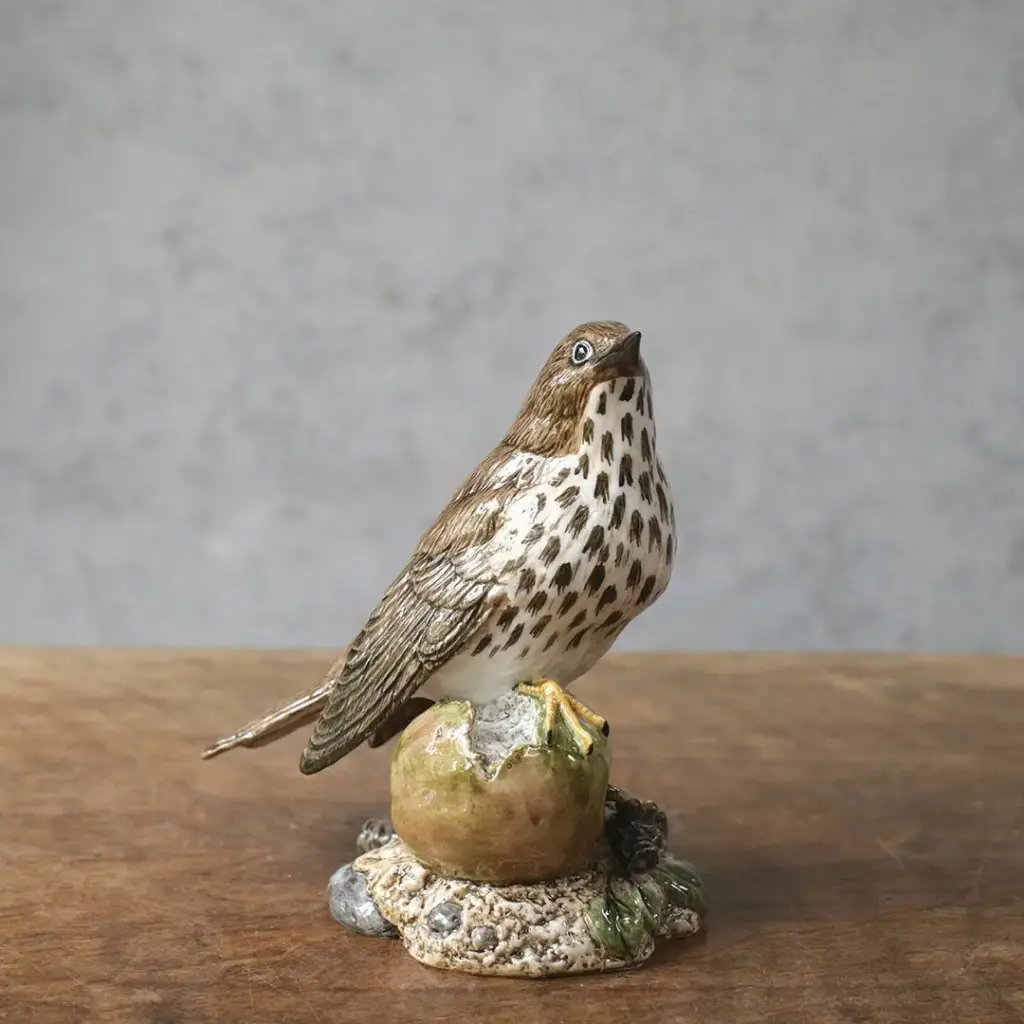 ヴィンテージフィギュリン 鳥 J Mack イギリス 陶器の置物 SONG THRUSH ウタツグミ9