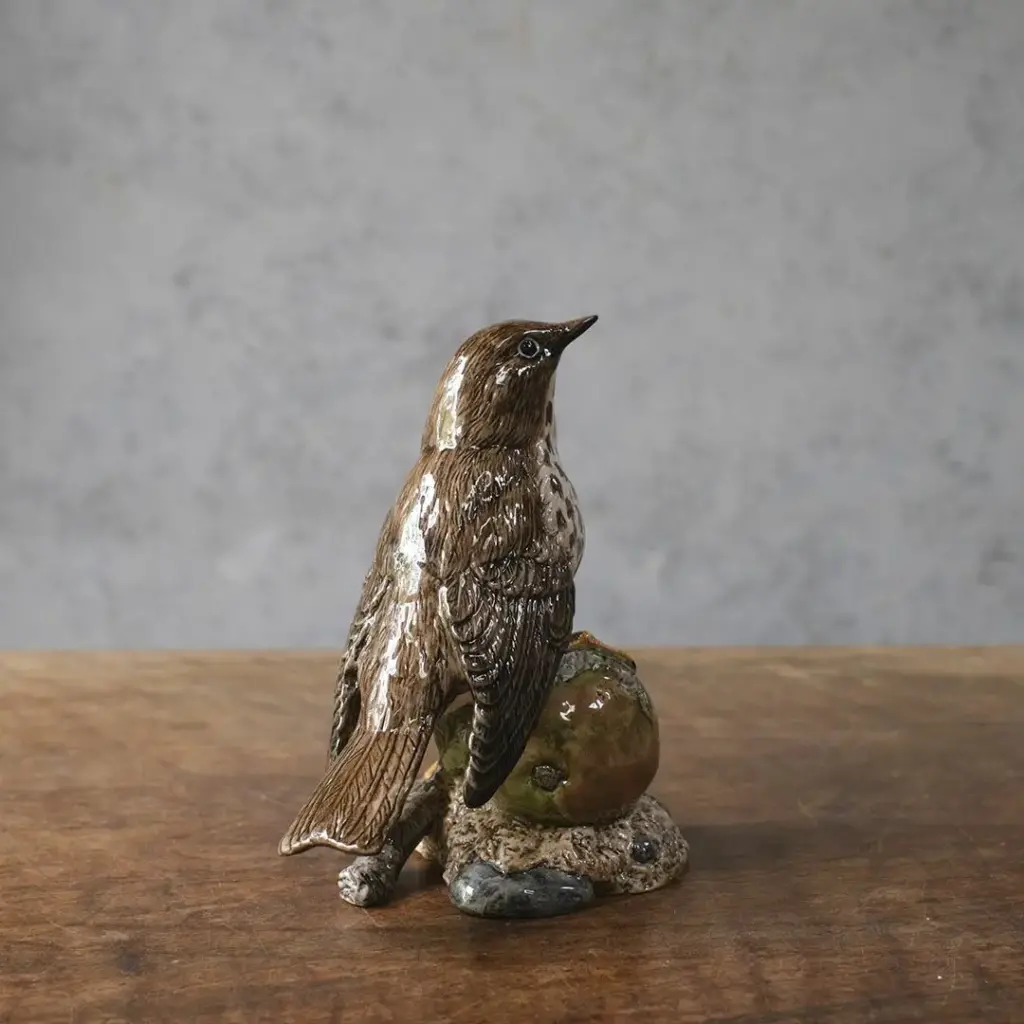 ヴィンテージフィギュリン 鳥 J Mack イギリス 陶器の置物 SONG THRUSH ウタツグミ3