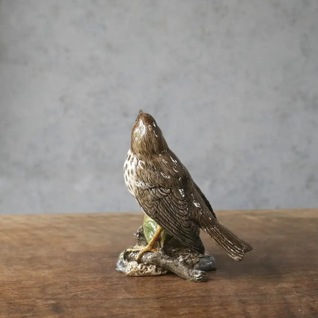 ヴィンテージフィギュリン 鳥 J Mack イギリス 陶器の置物 SONG THRUSH ウタツグミ2