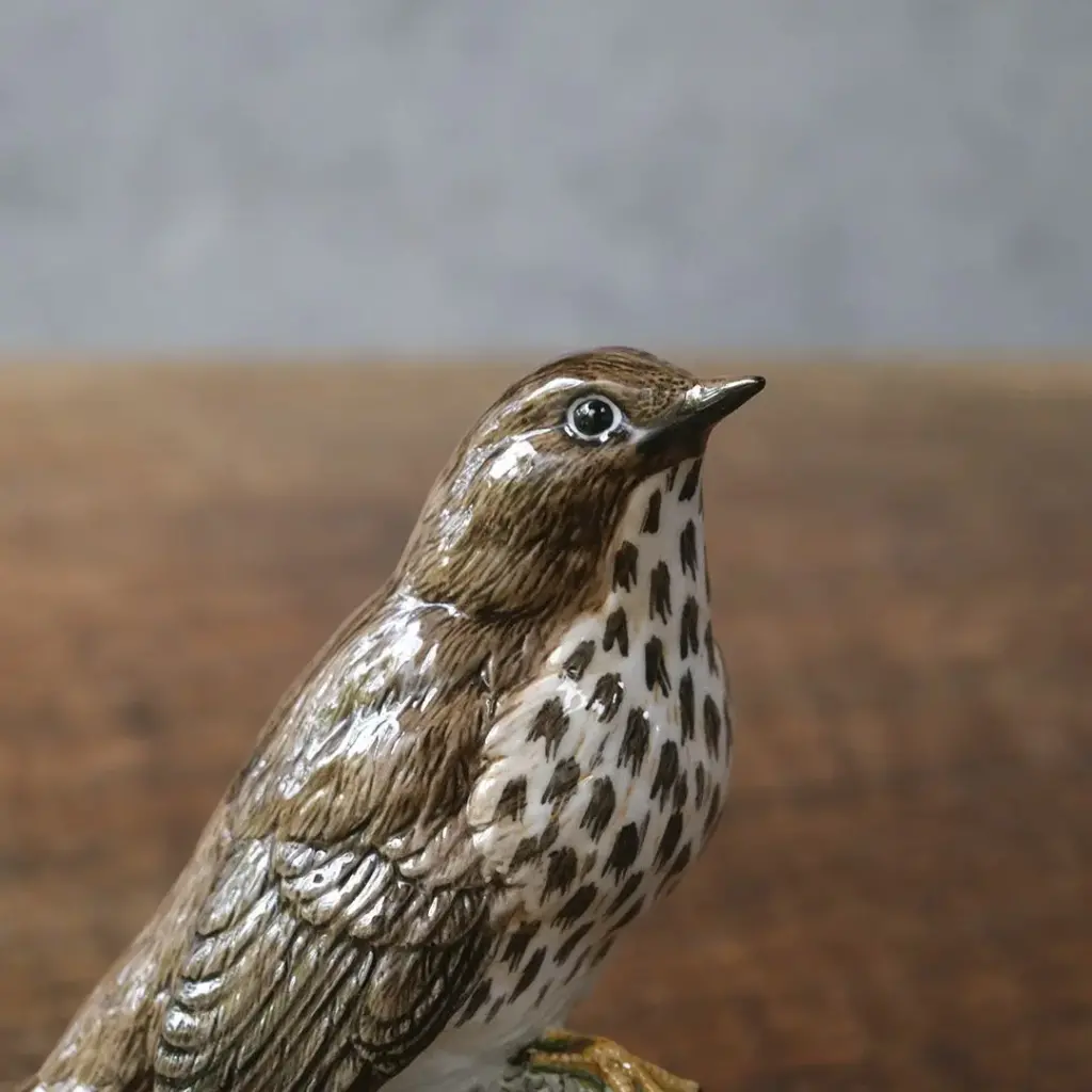 ヴィンテージフィギュリン 鳥 J Mack イギリス 陶器の置物 SONG THRUSH ウタツグミ1