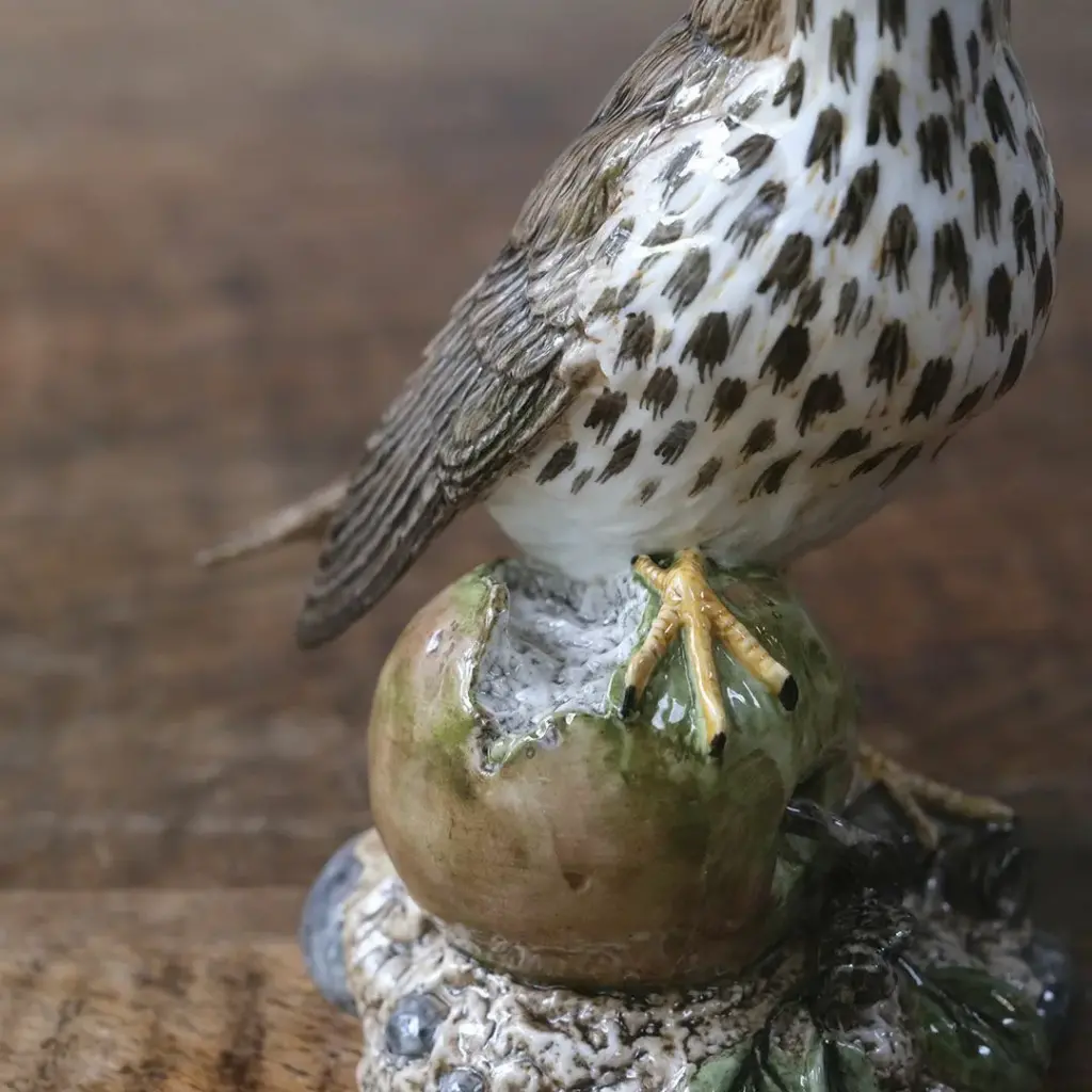 ヴィンテージフィギュリン 鳥 J Mack イギリス 陶器の置物 SONG THRUSH ウタツグミ4