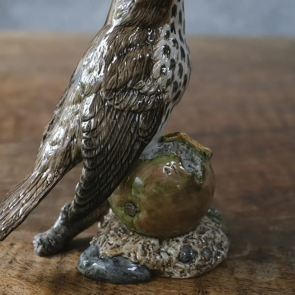 ヴィンテージフィギュリン 鳥 J Mack イギリス 陶器の置物 SONG THRUSH ウタツグミ5