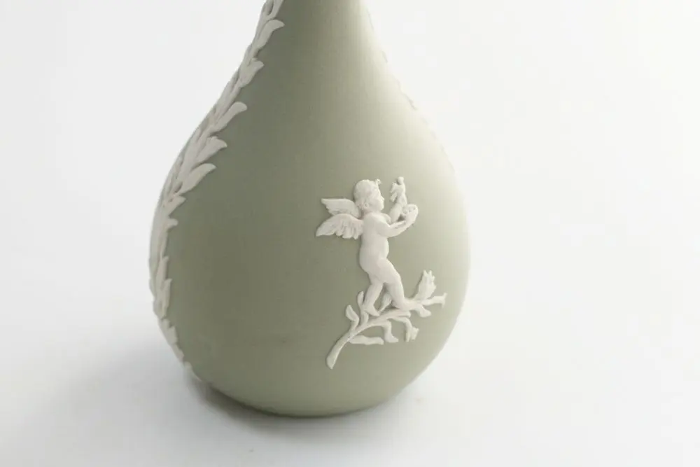 ヴィンテージ WEDGWOODジャスパー フラワーベース グリーン 一輪挿し 花器4