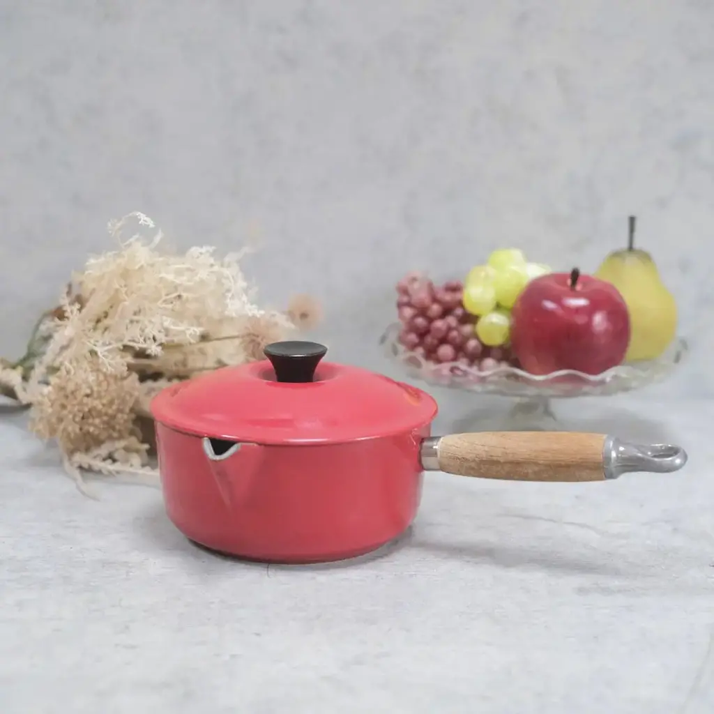 ヴィンテージ Le Creuset(ルクルーゼ)鍋 赤 片手鍋 フランス S