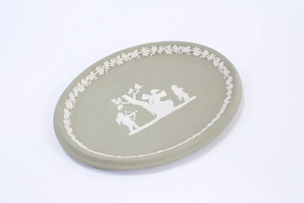 ヴィンテージ WEDGWOODジャスパー プレート ウェッジウッド イギリス 珍しい緑色 小さなお皿1