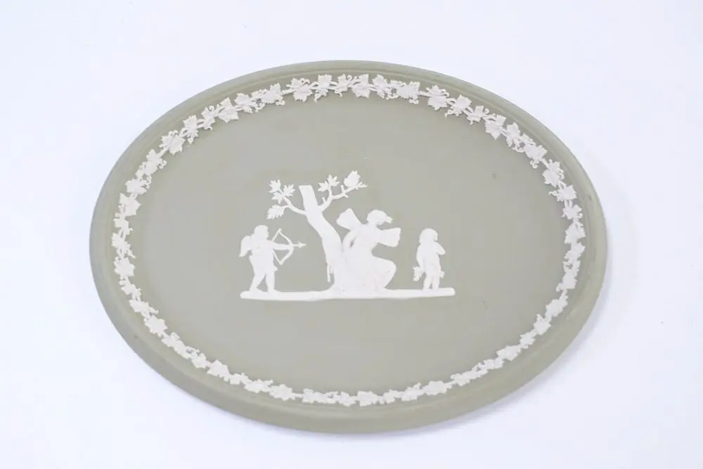 ヴィンテージ WEDGWOODジャスパー プレート ウェッジウッド イギリス 珍しい緑色 小さなお皿