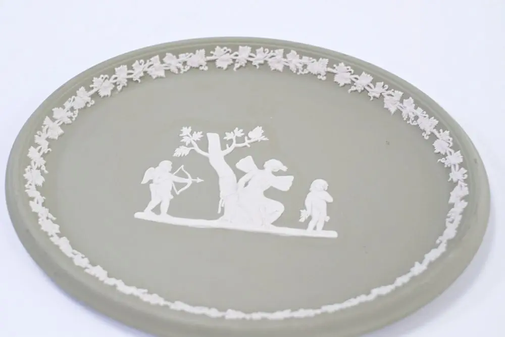 ヴィンテージ WEDGWOODジャスパー プレート ウェッジウッド イギリス 珍しい緑色 小さなお皿3