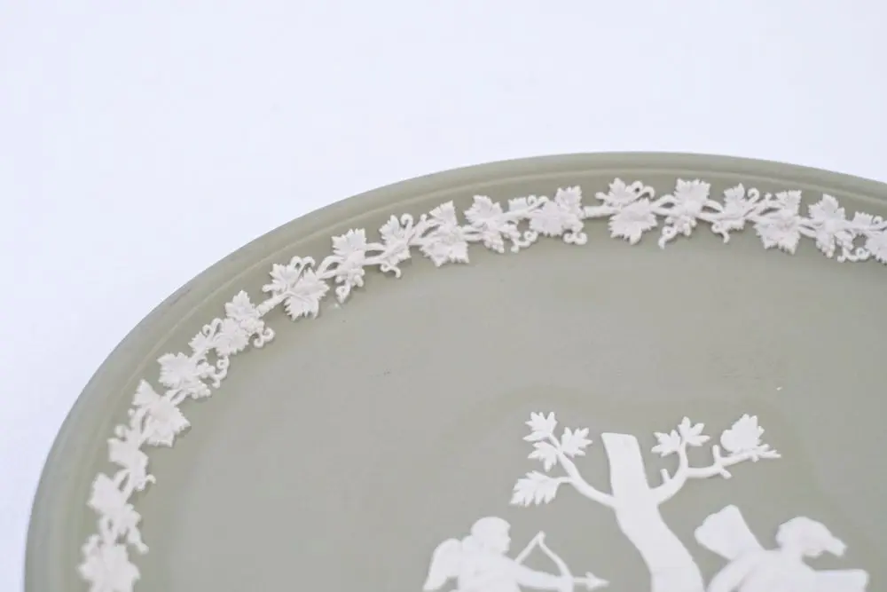 ヴィンテージ WEDGWOODジャスパー プレート ウェッジウッド イギリス 珍しい緑色 小さなお皿4