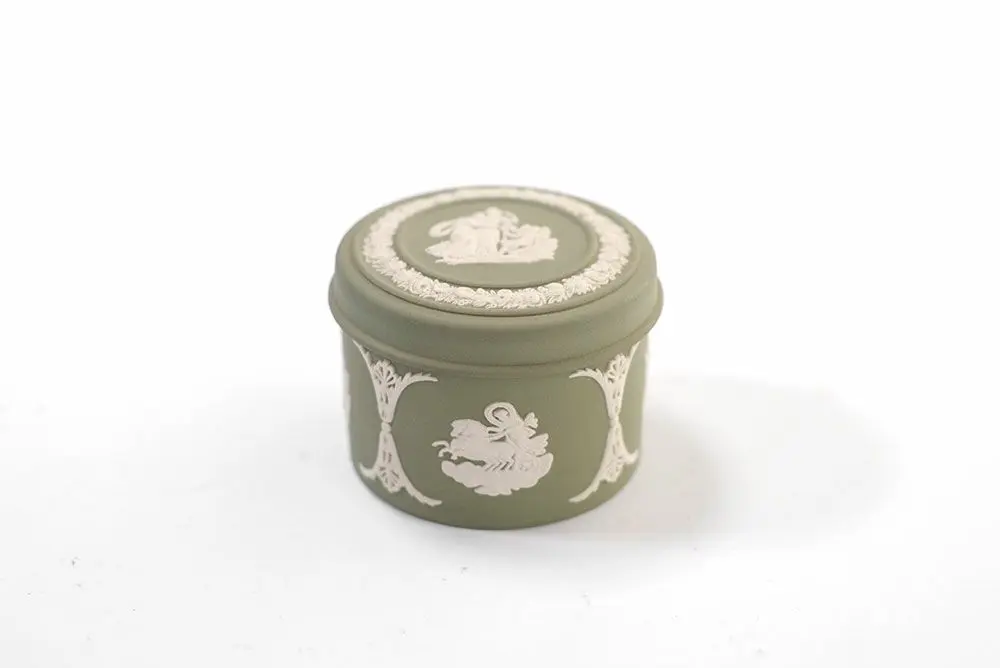 ヴィンテージ WEDGWOODジャスパー トリンケットボックス セージグリーン3