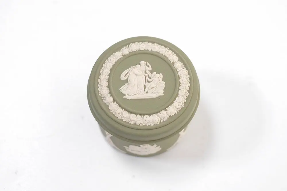 ヴィンテージ WEDGWOODジャスパー トリンケットボックス セージグリーン4